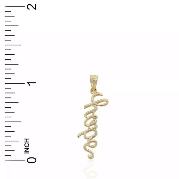 Gold Vertical "Hope" Charm - 10 Karat Solid Gold - Picture 2 of 2